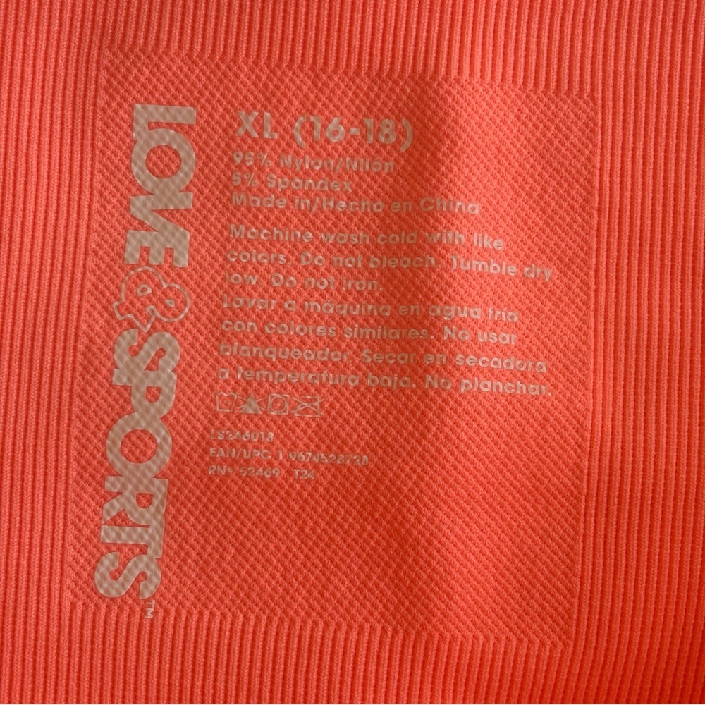 LOVE&SPORTS Neon Orange Athletic‎ Gym Shorts Spandex, High Rise Like New XL - Picture 8 of 8